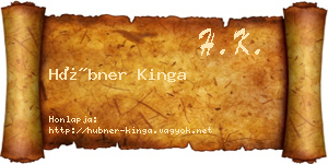 Hübner Kinga névjegykártya