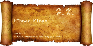 Hübner Kinga névjegykártya